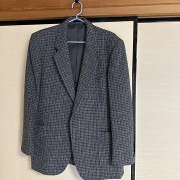 체크 무늬 비즈니스 자켓 울 혼방