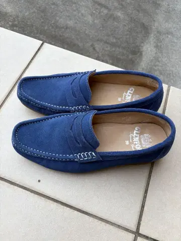 GLENFORD 스웨이드 태슬 로퍼 블루 39 24.5cm 상당