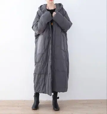 롱 다운 코트 그레이