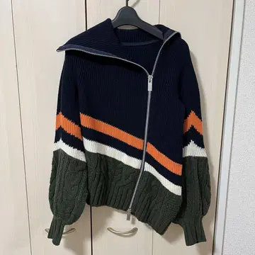 19AW SACAI 사카이 비대칭 ZIP 니트