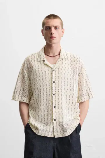 ZARA 자라 라울 착용 오픈워크 구조 셔츠 S