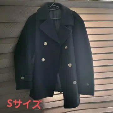 울 피코트 블랙 더블 브레스트