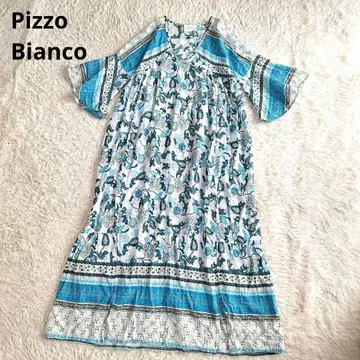 Pizzo Bianco 코튼 티어드 원피스 꽃무늬 블루 계열