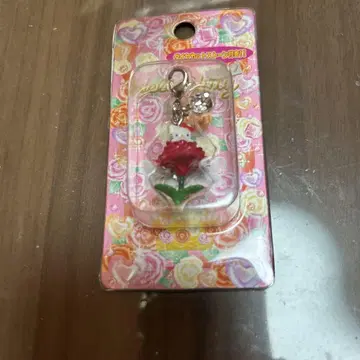 초레어 새상품 빨간 장미 헬로키티 스트랩 크리스탈 참 포함
