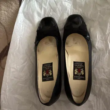 미하마 리본 포함 블랙 플랫슈즈 24cm 일본제