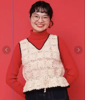 네팔 길 박스 코바늘 V넥 베스트