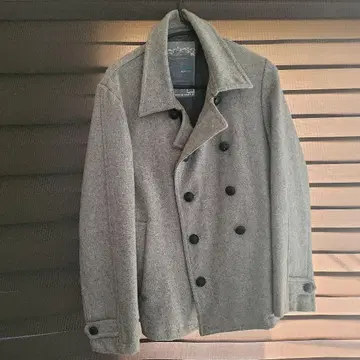 울 그레이 더블 브레스트 피코트