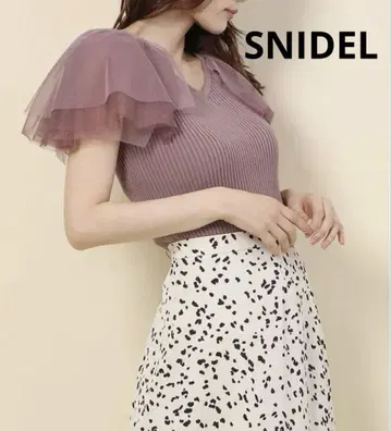 스나이델 SNIDEL 프릴 튤 슬리브 니트 풀오버 FREE