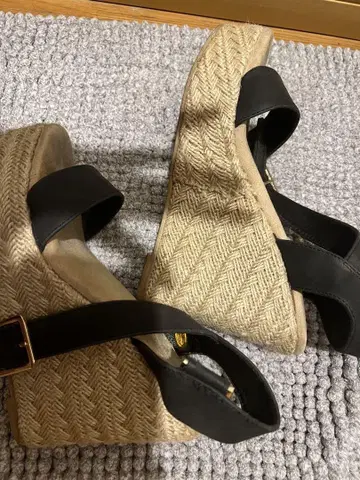 24cm 웨지 샌들 블랙 에스파드리유풍