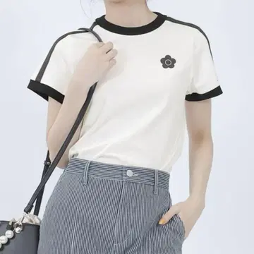 MARY QUANT 마리콴트 바이컬러 라인 데이지 T셔츠