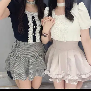 evelyn 에블린 레이스 리본 리브 TP 상의 화이트