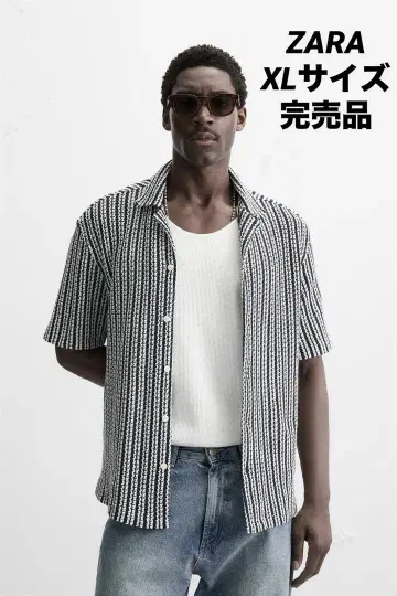 ZARA 자라 텍스처 자카드 반팔 셔츠 XL