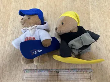 곰 봉제 인형 스노우보드 2체 세트