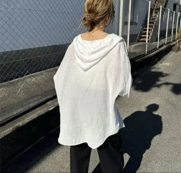 ISOOK 후드 시어 셔츠 화이트