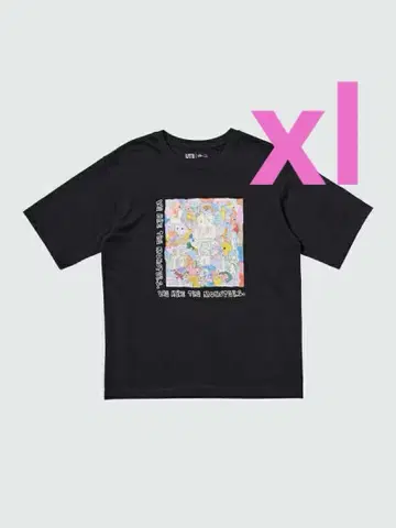 유니클로 팝마트 더 몬스터즈 라부부 T셔츠 black xl