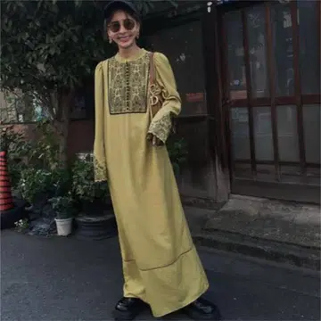 ELFIN EMBROIDERY CAFTAN DRESS 그린 S k220