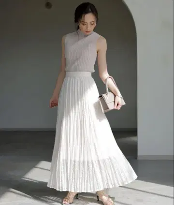 anuans 레이스 플리츠 스커트