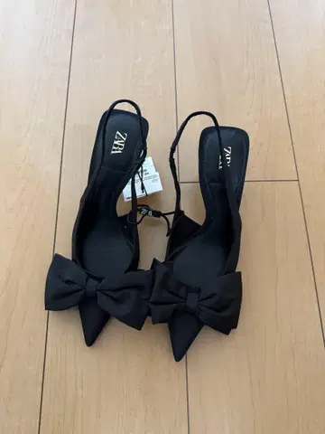 ZARA 리본 하이힐 뮬 35