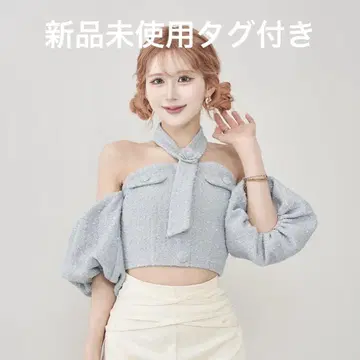 Darich 다리치 홀터넥 오프숄더 트위드 상의