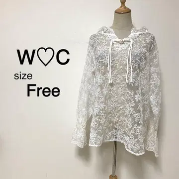 W C 화이트칼라 보타니컬 자수 레이스 후드티