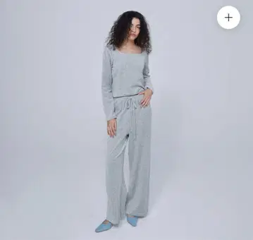벨로아 파일 SQUARE 넥 상의 벨로아 파일 이지 팬츠 세트