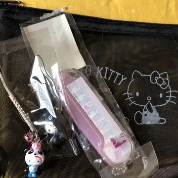 키티 미니 파우치 스트랩 2개, 빗, 거울