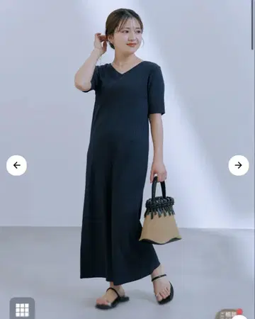 V넥 리브 컷 원피스 cohina