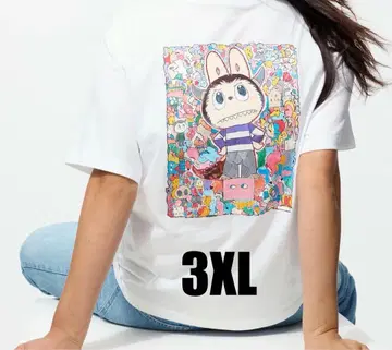 라부부 유니클로 콜라보 T셔츠 POP MART UT 3XL 화이트