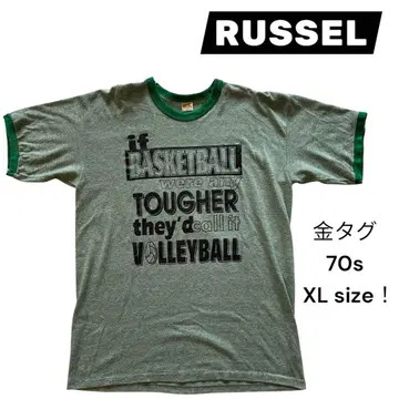 70년대 USA 금 택 러셀 애슬레틱 XL 헤더 링거 티셔츠