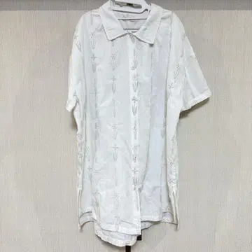 Emago 꽃무늬 자수 셔츠 원피스 반팔