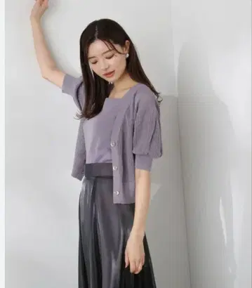 프로포션 시스루 니트 가디건 탱크 셋업