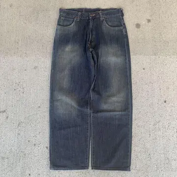 00년대 Wrangler 스트레이트 데님 세로 워싱 스트라이프 신치 벨트