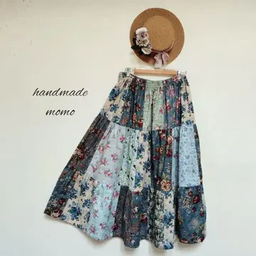 handmade 캉캉 스커트 코튼 꽃무늬 패치워크 free 밴딩