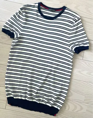 SCAGLIONE 스칼리오네 M 코튼 니트 반팔 보더 이탈리아제