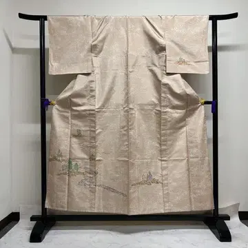 쓰케사게 염색 오시마 명주 홑옷 흐르는 물, 나무 기모노 084a d
