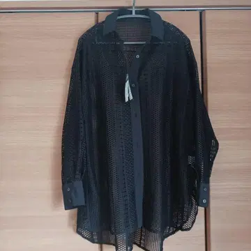Aga 블랙 메쉬 긴팔 셔츠
