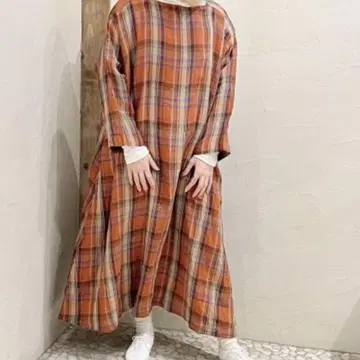 새상품급 네스트로브 마드라스 체크 돌먼 원피스 린넨 100%