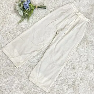이네드 화이트 와이드 팬츠 가을/겨울 허리밴딩 일본제 S 사이즈 심플