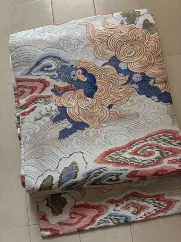 당사자 나고야 오비 아이보리 자수 직 앤티크