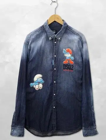 DSQUARED2 x THE SMURFS 긴팔 BD 데님 셔츠 50