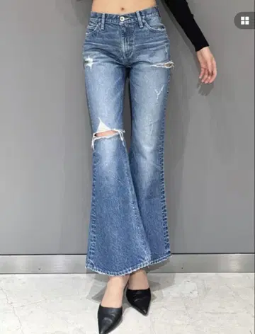 GYDA 데미지 데님 플레어 팬츠