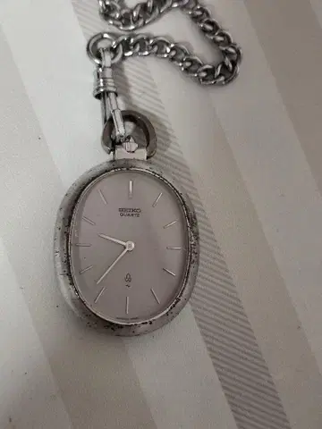 작동품 SEIKO 43-7150 본체 실버 925제 회중시계 쿼츠