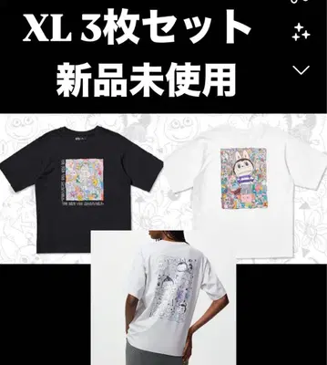 유니클로 팝마트 더 몬스터즈 라부부 티셔츠 XL 블랙 화이트 그레이