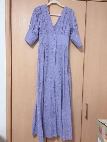 [ 새상품급 ] Chico 오부 소매 코튼 엠파이어 원피스