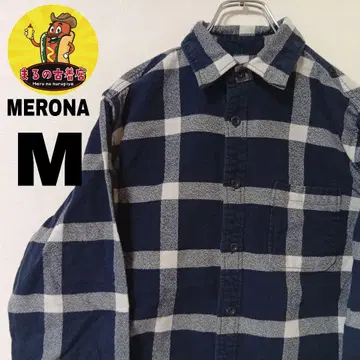USA 구제 의류 MERONA 플란넬 셔츠 M 네이비 그레이 체크