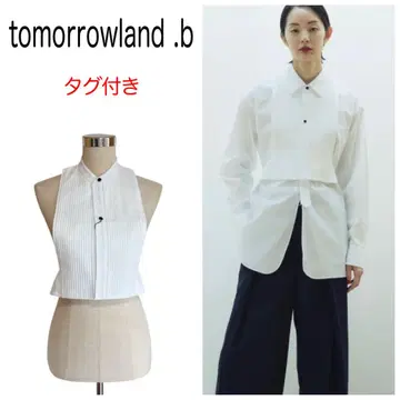 새상품 투모로우랜드비 TB 셔츠 탈착식 옷깃 화이트 34 코튼