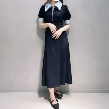 AND COUTURE 더블 컬러 지퍼 원피스 반팔