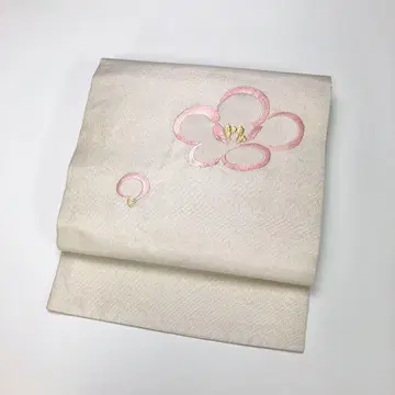 나고야 오비 벚꽃 자수 금실 아이보리색 KO-1552