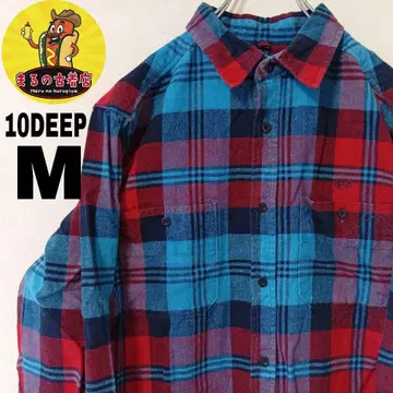 USA 구제 의류 10DEEP 플란넬 셔츠 M 레드 블루 체크