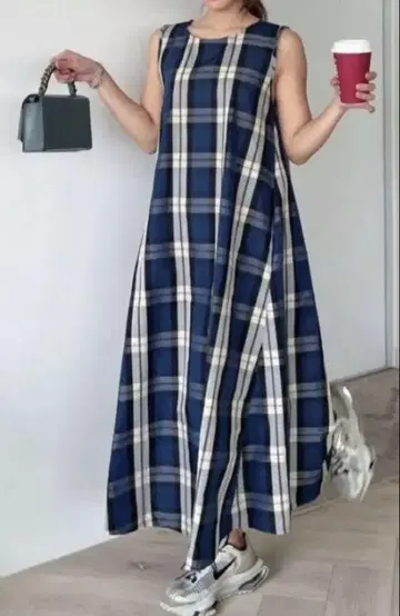 벌스데이 바쉬 A라인 체크 원피스 BB 롱 원피스